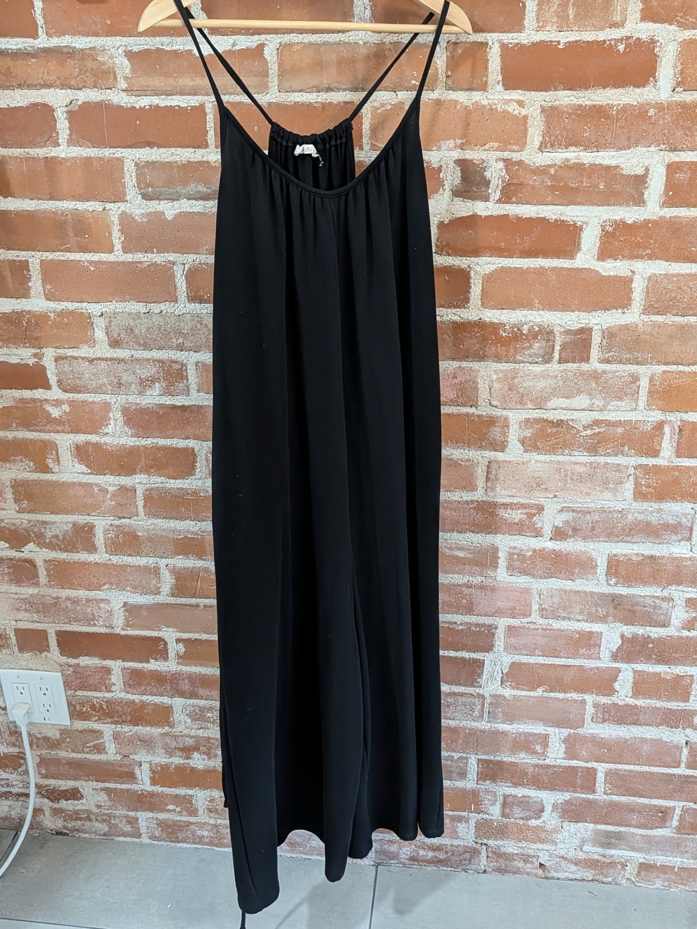 thyme & honey black wide leg jump suit cotton spaghetti straps Size Large